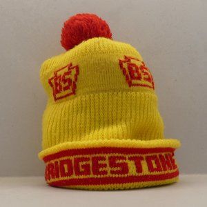 Bridgestone Vintage Yellow/Red Winter Hat Touque